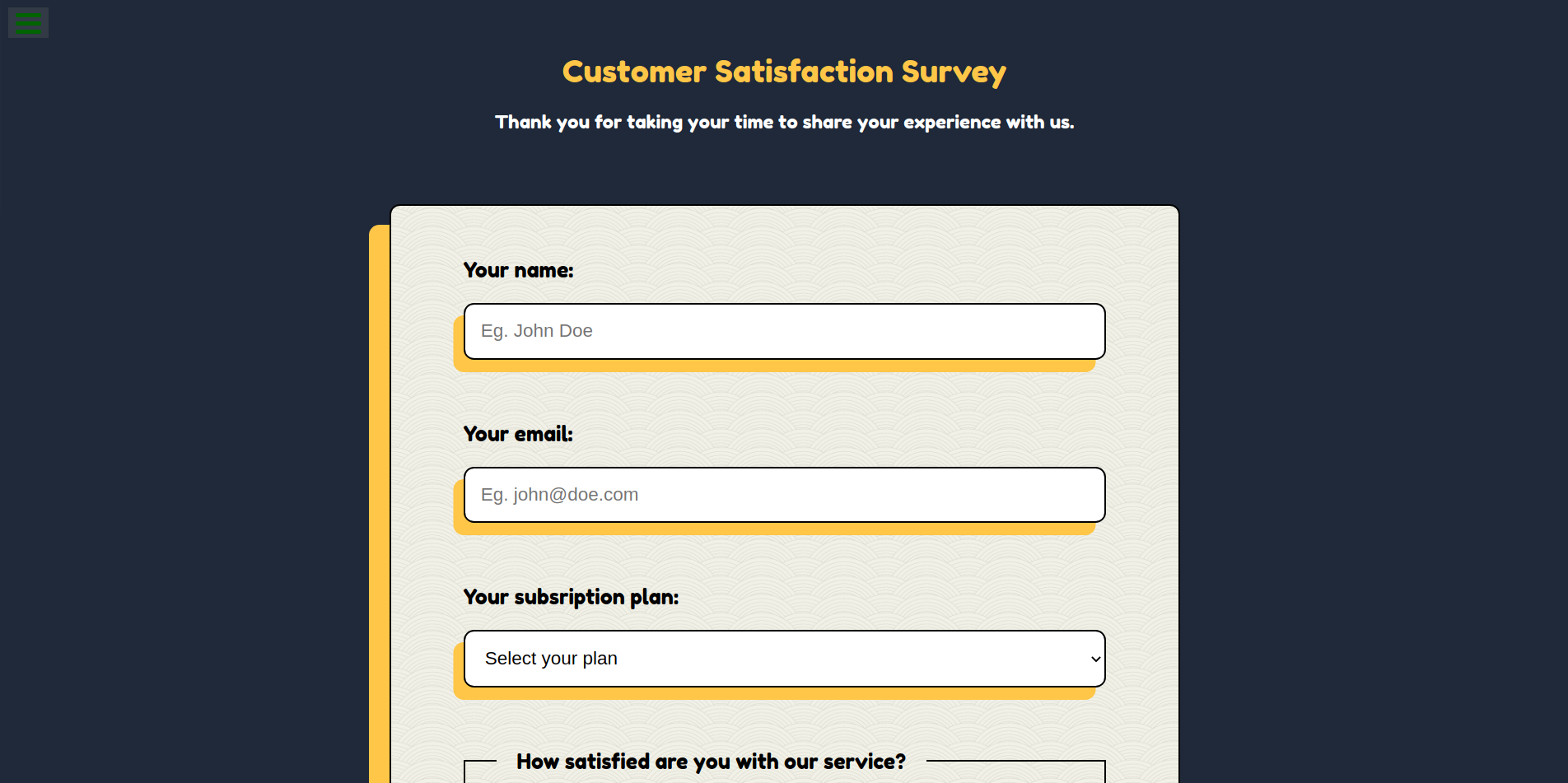 Stylised Survey Form